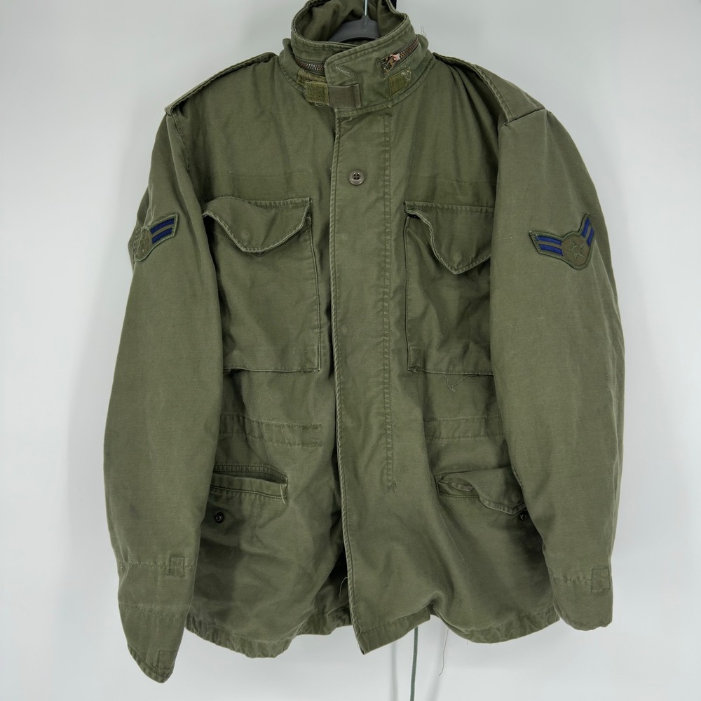 Vintage 80s 1982 US Military M-65 Field Coat OG-107 Olive Green Small Air Force